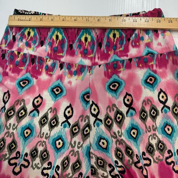 WinWin Wide Leg Palazzo Pants S/M Flowy Stretchy Pink Blue Artsy Hippie Boho - Picture 9 of 12